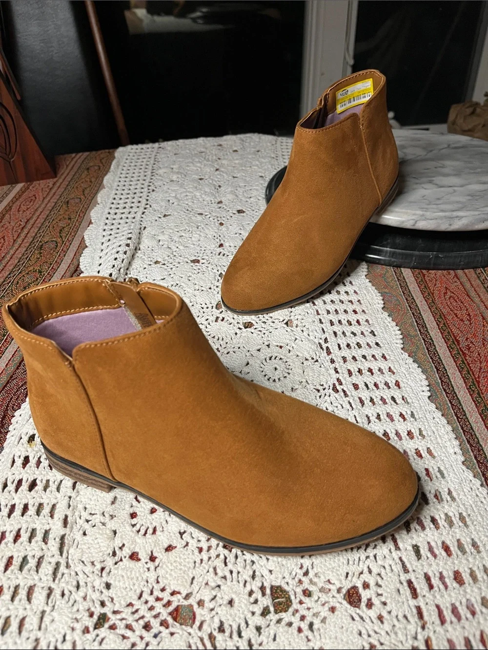 Cat & Jack vegan bootie rust suede inside zip size 3 unisex nonmaring sole